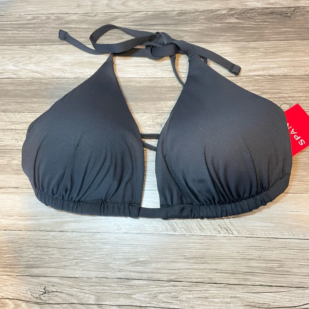 Spanx Triangle Black Bikini Top Size Small New Beach Vacation Classic Summer